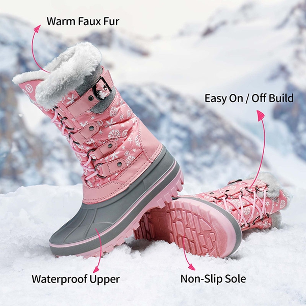 Kids Waterproof Snow Boots - PINK - 3
